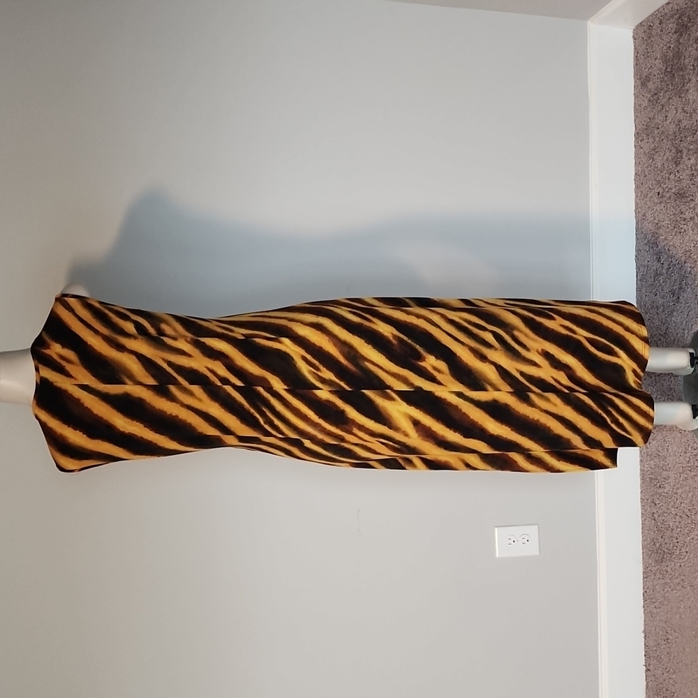 Bob Mackie Wearable Art no sleeve animal print maxi dress-S - Picture 3 of 8